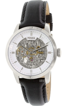 Fossil Townsman Automatic Skeleton White Dial Black Leather Strap Watch for Men - ME3085 Watches Fossil   