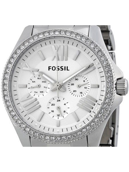 Fossil Cecile Chronograph Silver Dial Silver Steel Strap Watch for Women - AM4481 Watches Fossil   