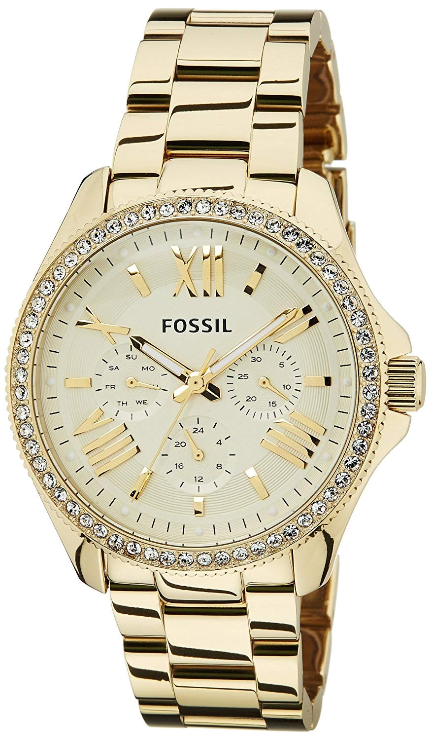 Fossil Cecile Chronograph Gold Dial Gold Steel Strap Watch for Women - AM4482 Watches Fossil   