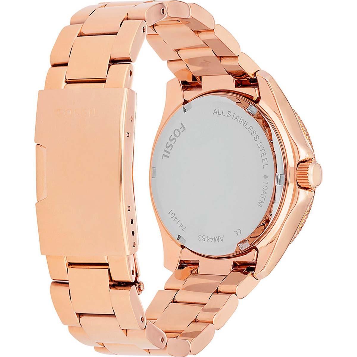 Fossil Cecile Rose Gold Dial Rose Gold Steel Strap Watch for Women - AM4483 Watches Fossil   