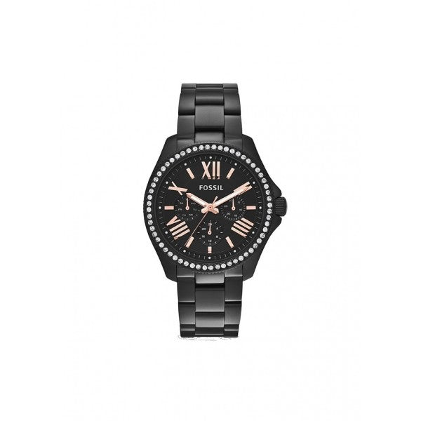 Fossil Cecile Multi Function Black Dial with Crystals Black Steel Strap Watch for Women - AM4522 Watches Fossil   