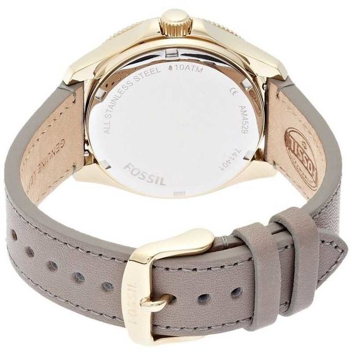 Fossil Cecile Champagne Dial Grey Leather Strap Watch for Women - AM4529 Watches Fossil   