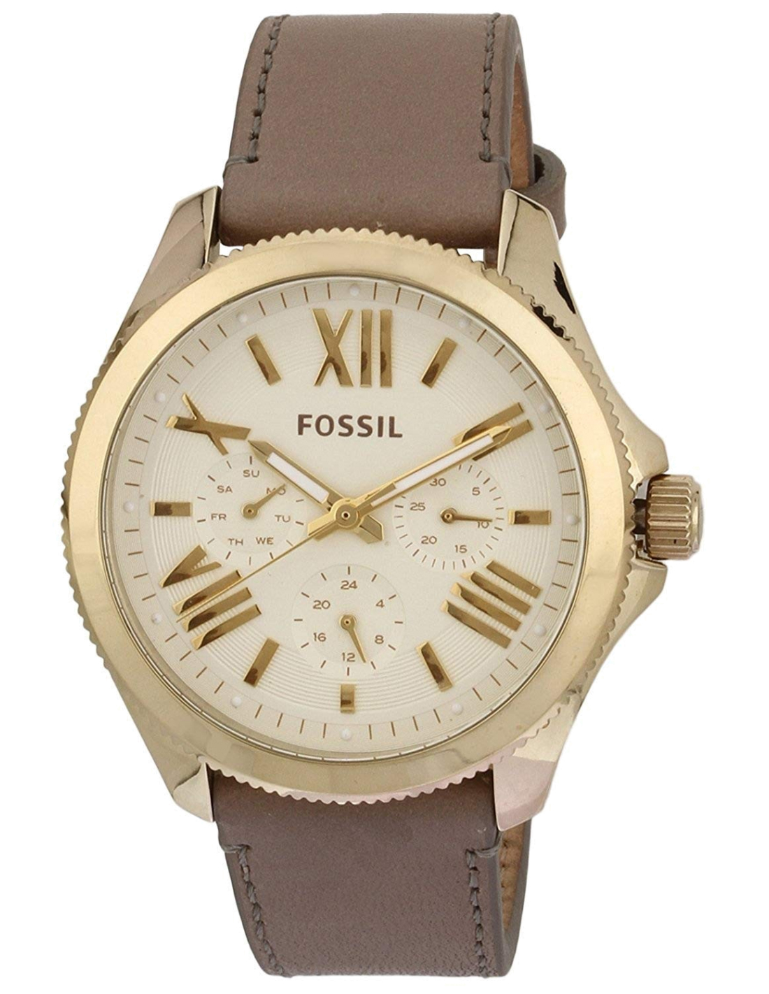 Fossil Cecile Champagne Dial Grey Leather Strap Watch for Women - AM4529 Watches Fossil   