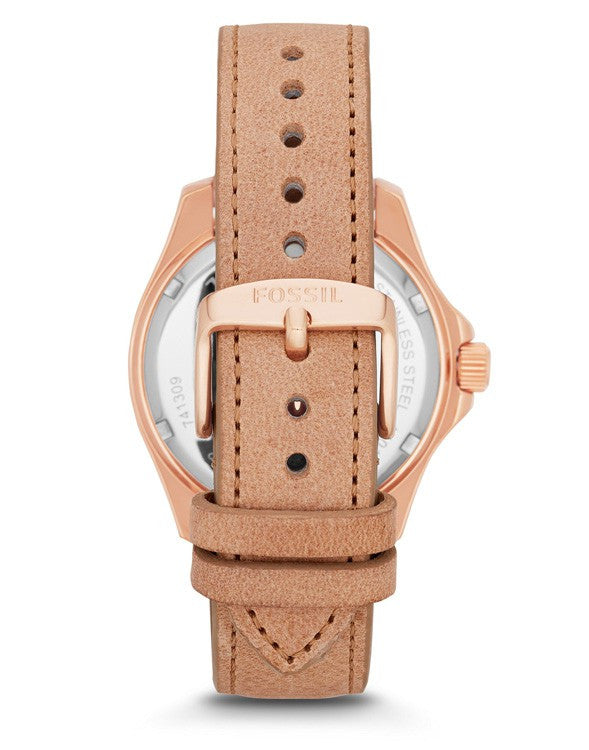 Fossil Cecile White Dial Sand Leather Strap Watch for Women - AM4532 Watches Fossil   