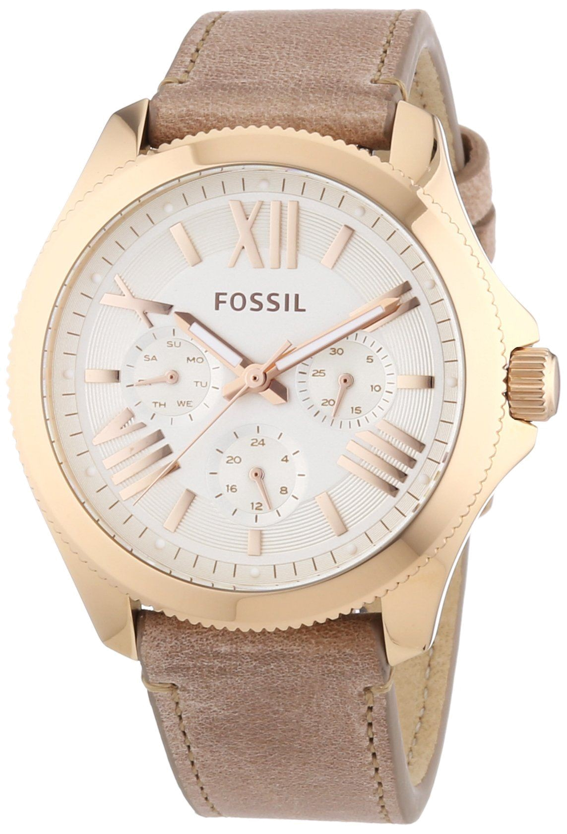 Fossil Cecile White Dial Sand Leather Strap Watch for Women - AM4532 Watches Fossil   