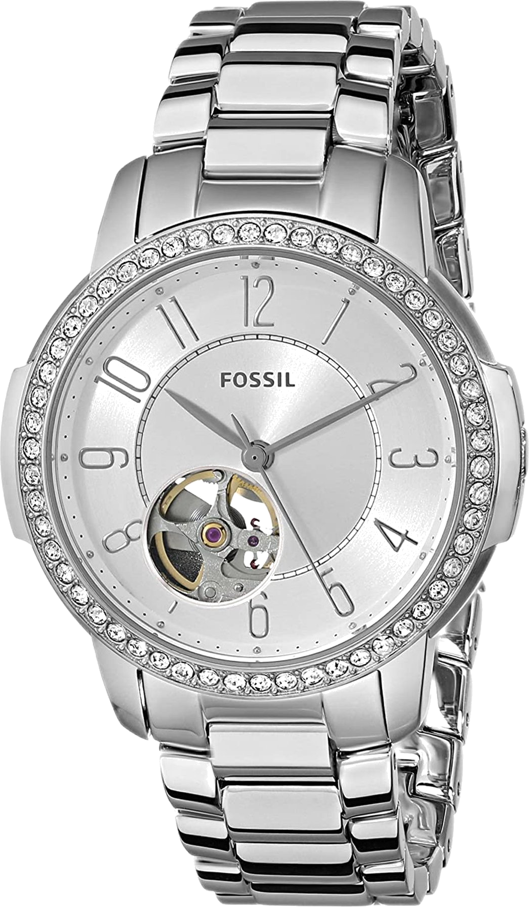 Fossil Architect Automatic Silver Dial Silver Steel Strap Watch for Women - ME3057 Watches Fossil   