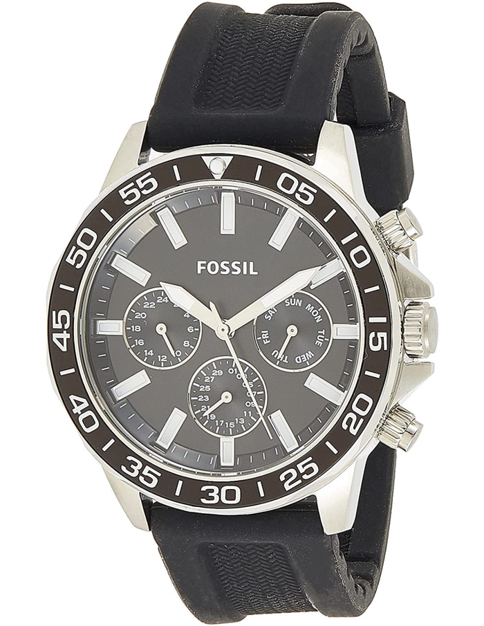 Fossil Bannon Multifunction Black Dial Black Silicone Strap Watch for Men - BQ2494 Watches Fossil   