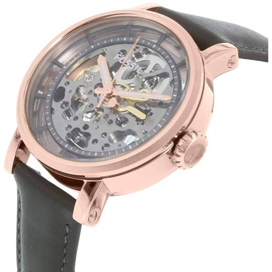 Fossil Boyfriend Automatic Skeleton Grey Dial Grey Leather Strap Watch for Women - ME3089 Watches Fossil   