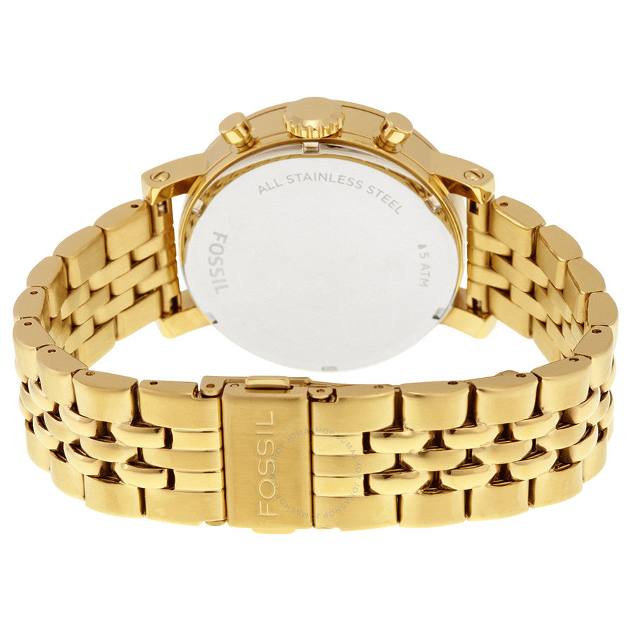 Fossil Boyfriend Chronograph Gold Dial Gold Steel Strap Watch for Women - ES2197 Watches Fossil   