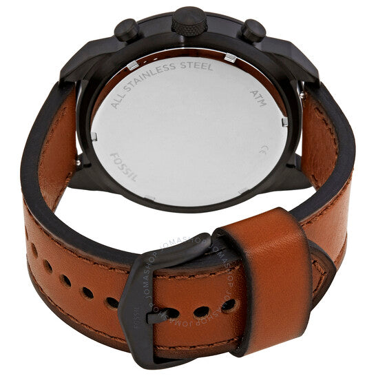 Fossil Bronson Black Dial Brown Leather Strap Watch for Men - FS5714 Watches Fossil   