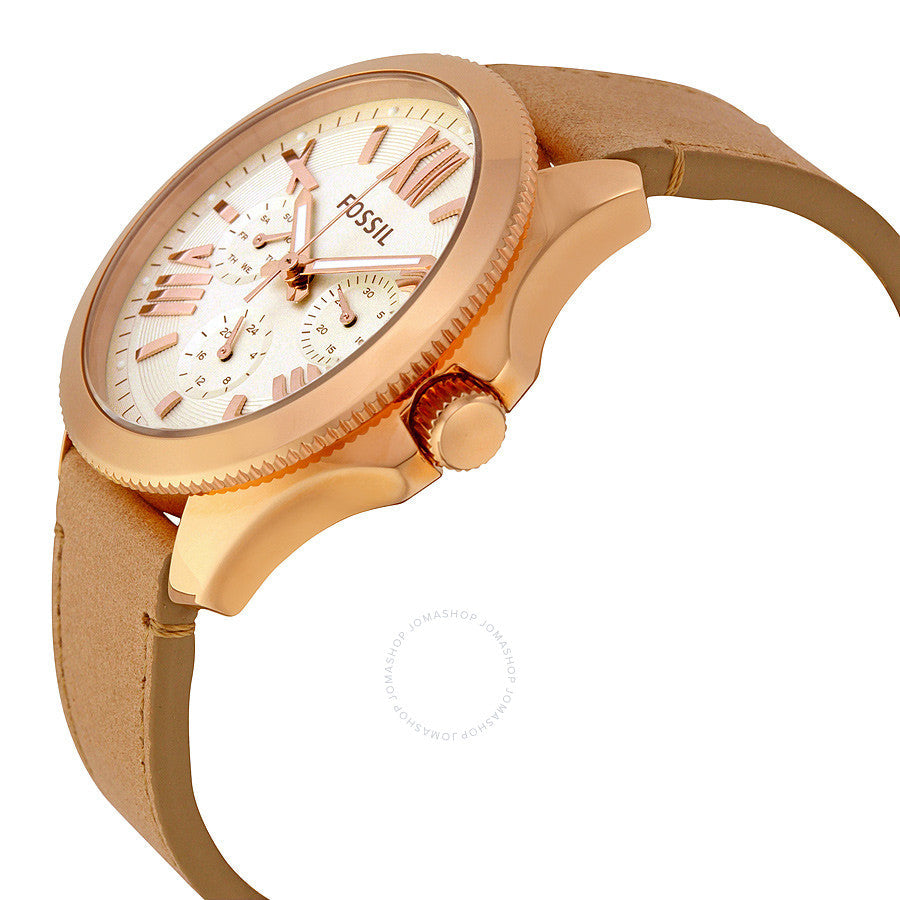 Fossil Cecile White Dial Sand Leather Strap Watch for Women - AM4532 Watches Fossil   