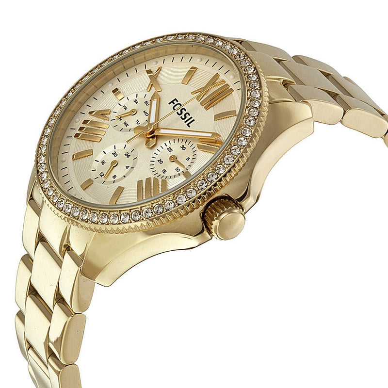 Fossil Cecile Chronograph Gold Dial Gold Steel Strap Watch for Women - AM4482 Watches Fossil   