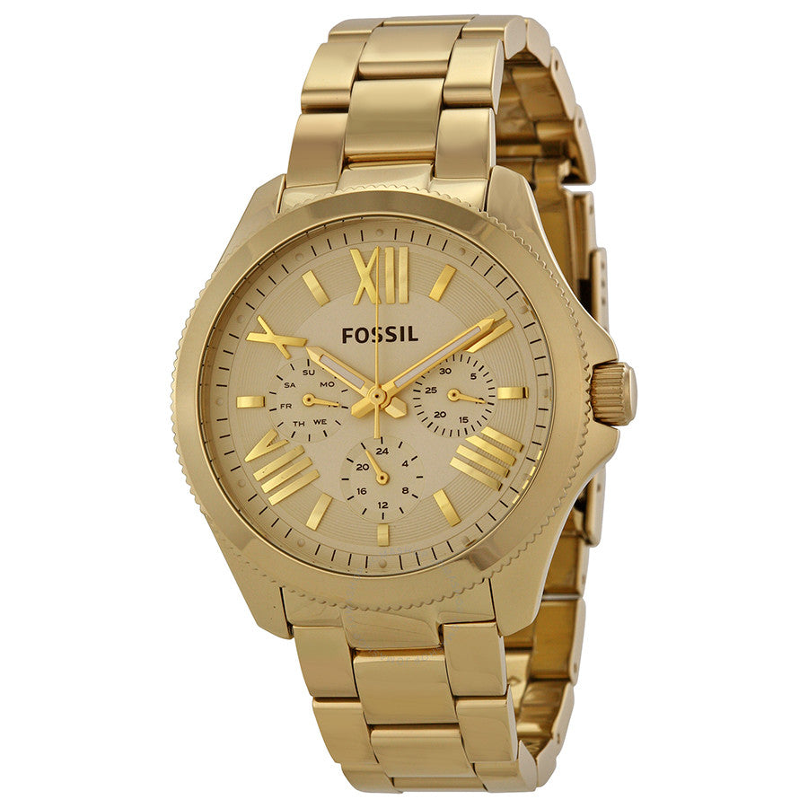 Fossil Cecile Multifunction Champagne Dial Gold Steel Strap Watch for Women - AM4510 Watches Fossil   