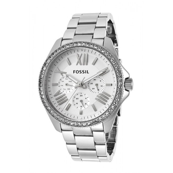 Fossil Cecile Chronograph Silver Dial Silver Steel Strap Watch for Women - AM4481 Watches Fossil   