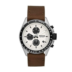 Fossil Retro Traveler Chronograph White Dial Brown Leather Strap Watch for Men - CH2886 Watches Fossil   