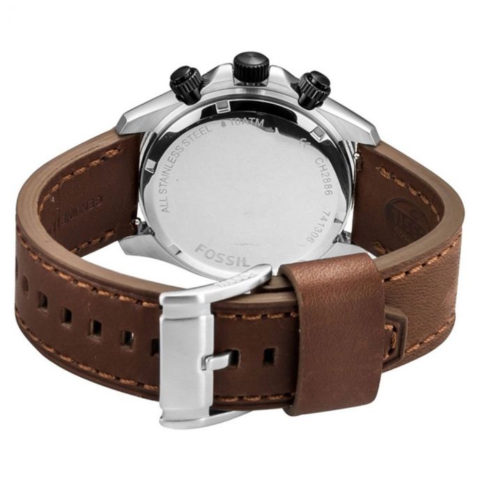 Fossil Retro Traveler Chronograph White Dial Brown Leather Strap Watch for Men - CH2886 Watches Fossil   