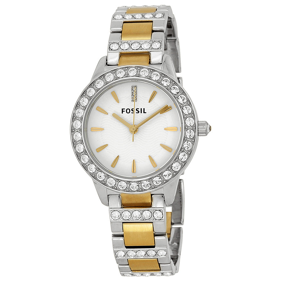 Fossil Jesse White Dial Two Tone Steel Strap Watch for Women - ES2409 Watches Fossil   