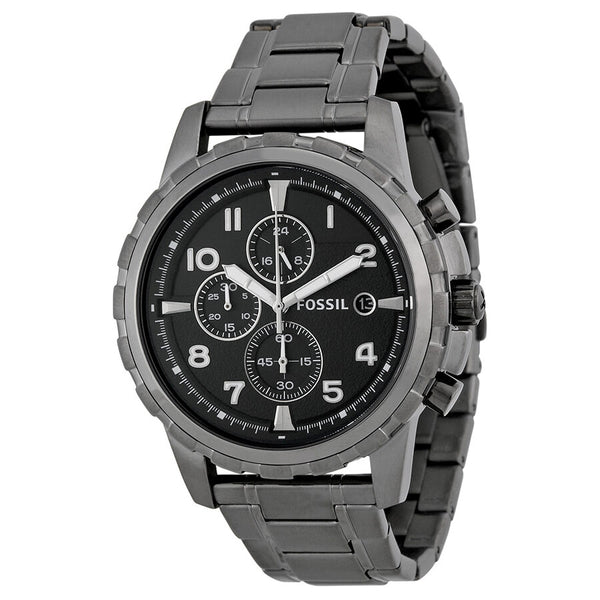 Fossil Dean Chronograph Black Dial Black Steel Strap Watch for Men - FS4721 Watches Fossil   