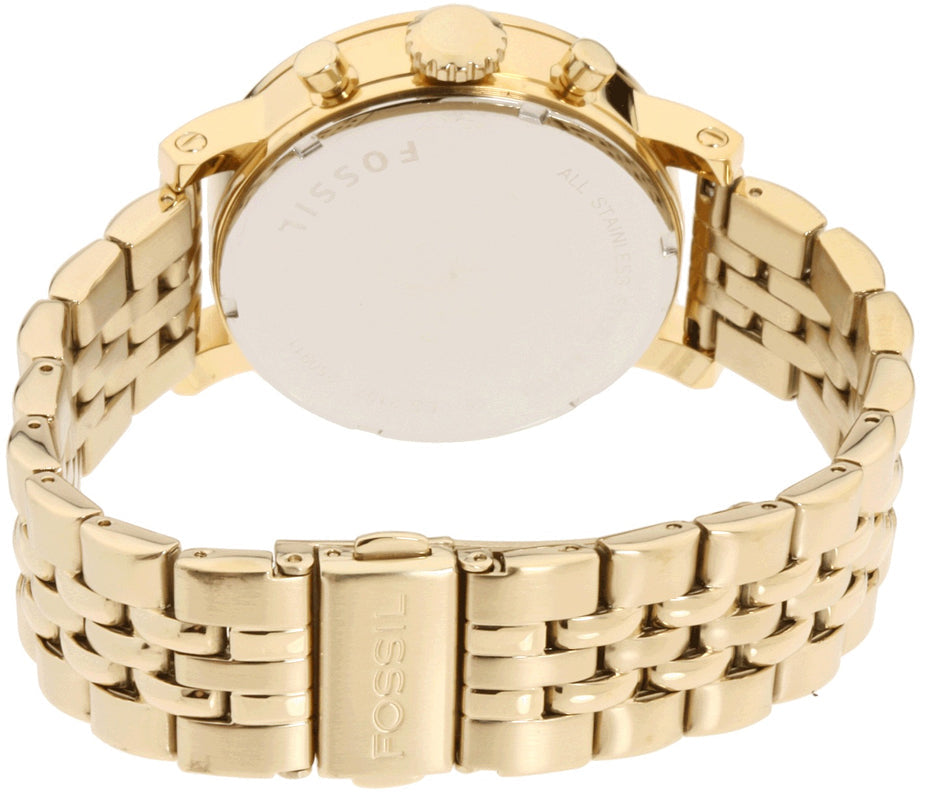 Fossil Boyfriend Chronograph Gold Dial Gold Steel Strap Watch for Women - ES2197 Watches Fossil   
