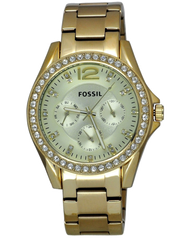 Fossil Riley Gold Dial Gold Steel Strap Watch for Women - ES3203 Watches Fossil   