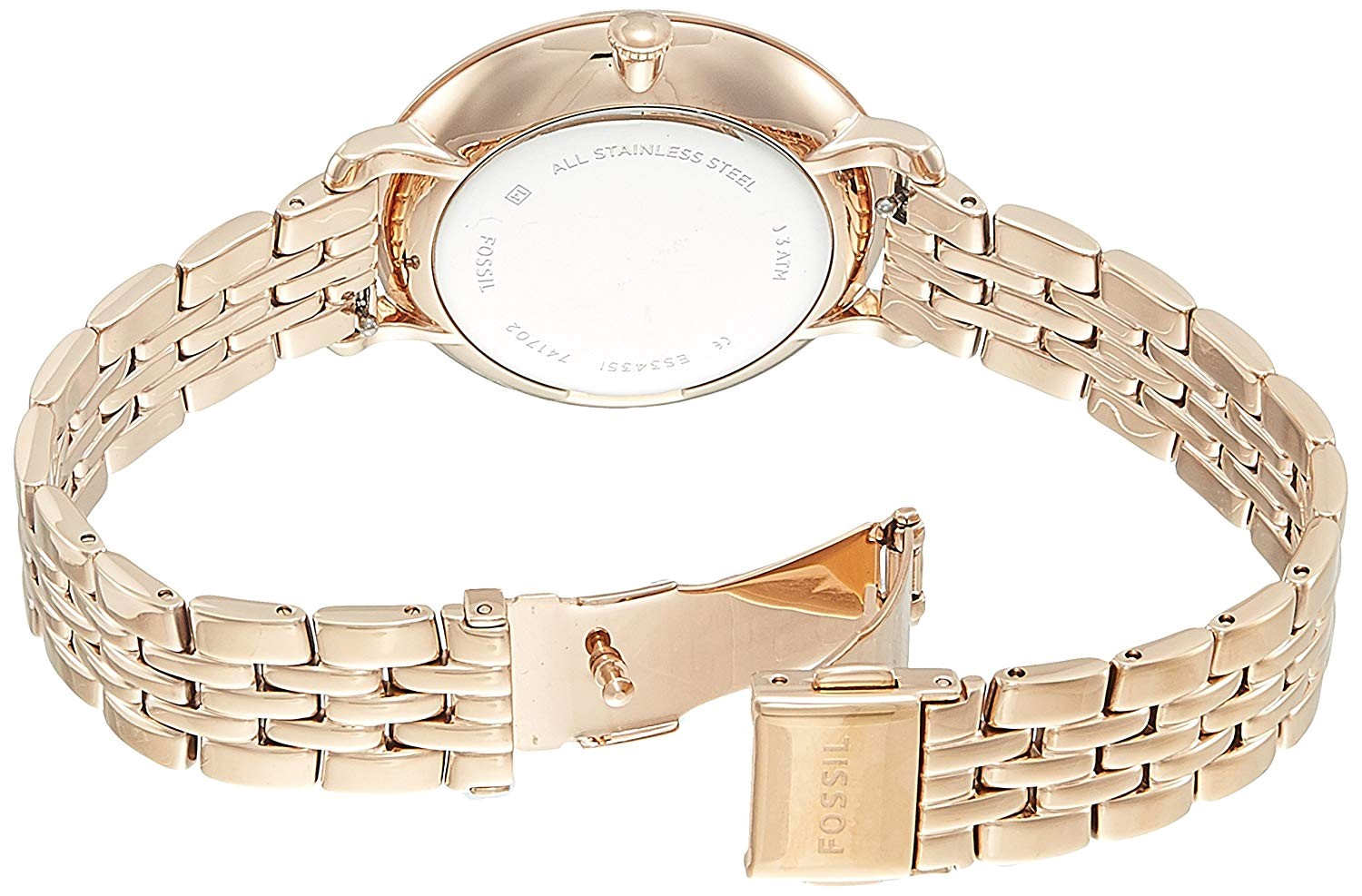 Fossil Jacqueline Rose Gold Dial Rose Gold Steel Strap Watch for Women - ES3435 Watches Fossil   