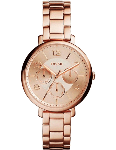 Fossil Jacqueline Day Date Rose Gold Dial Rose Gold Steel Strap Watch for Women - ES3665 Watches Fossil   