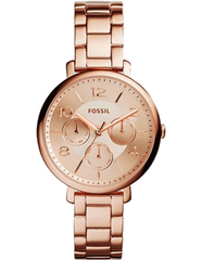 Fossil Jacqueline Day Date Rose Gold Dial Rose Gold Steel Strap Watch for Women - ES3665 Watches Fossil   