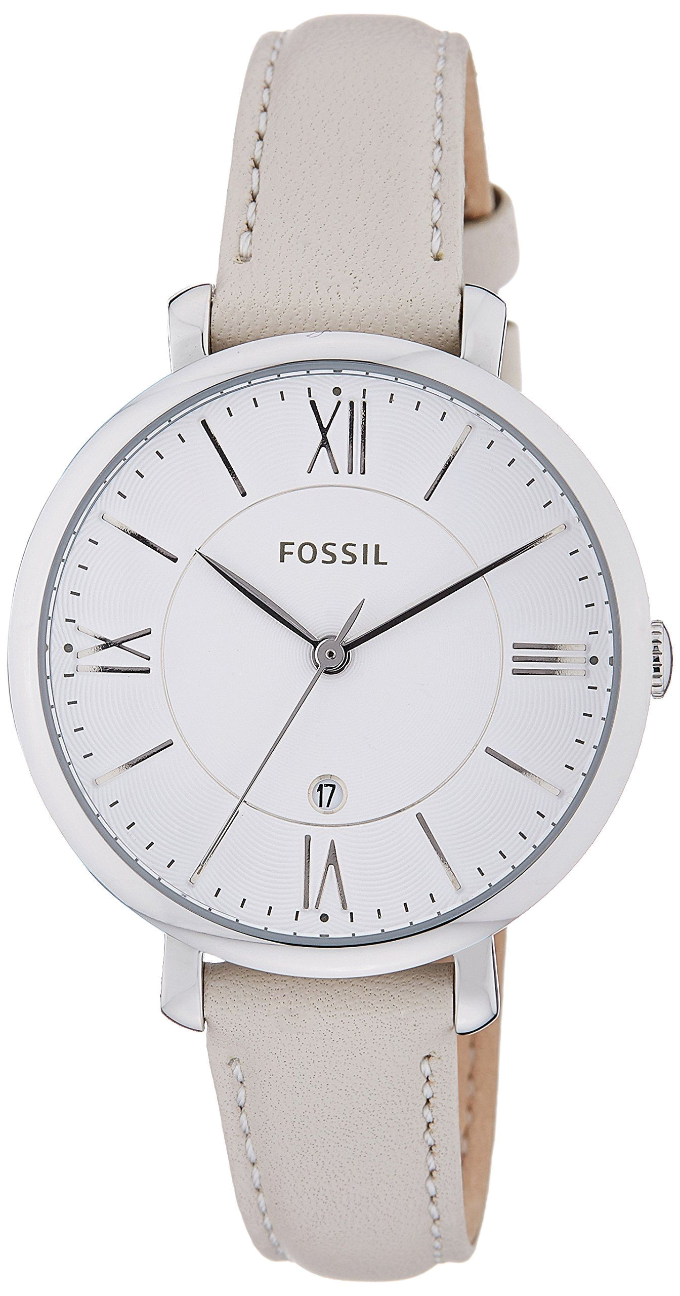 Fossil Jacqueline Beige Dial Pink Leather Strap Watch for Women - ES3793 Watches Fossil   