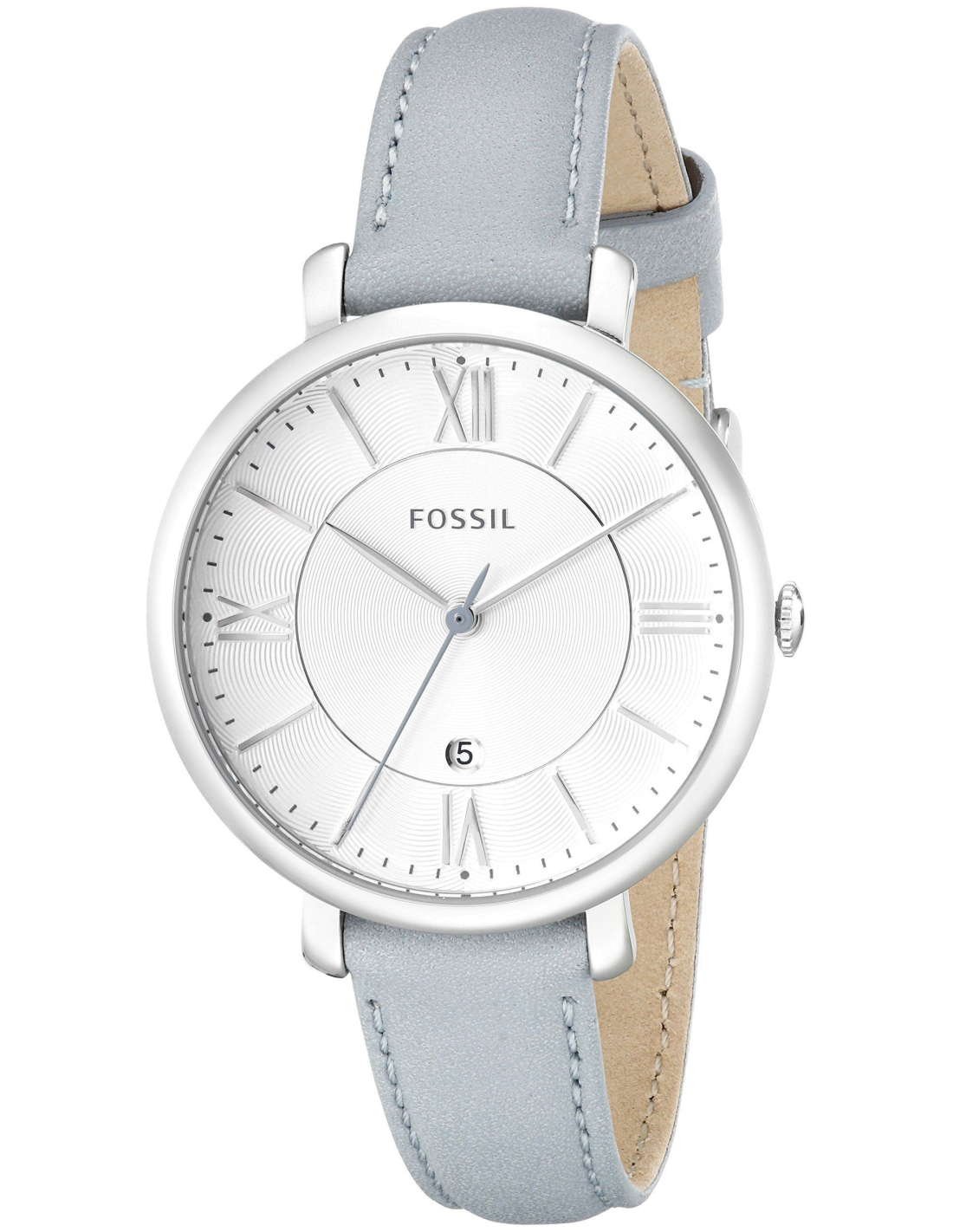 Fossil Jacqueline White Dial Light Blue Leather Strap Watch for Women - ES3821 Watches Fossil   