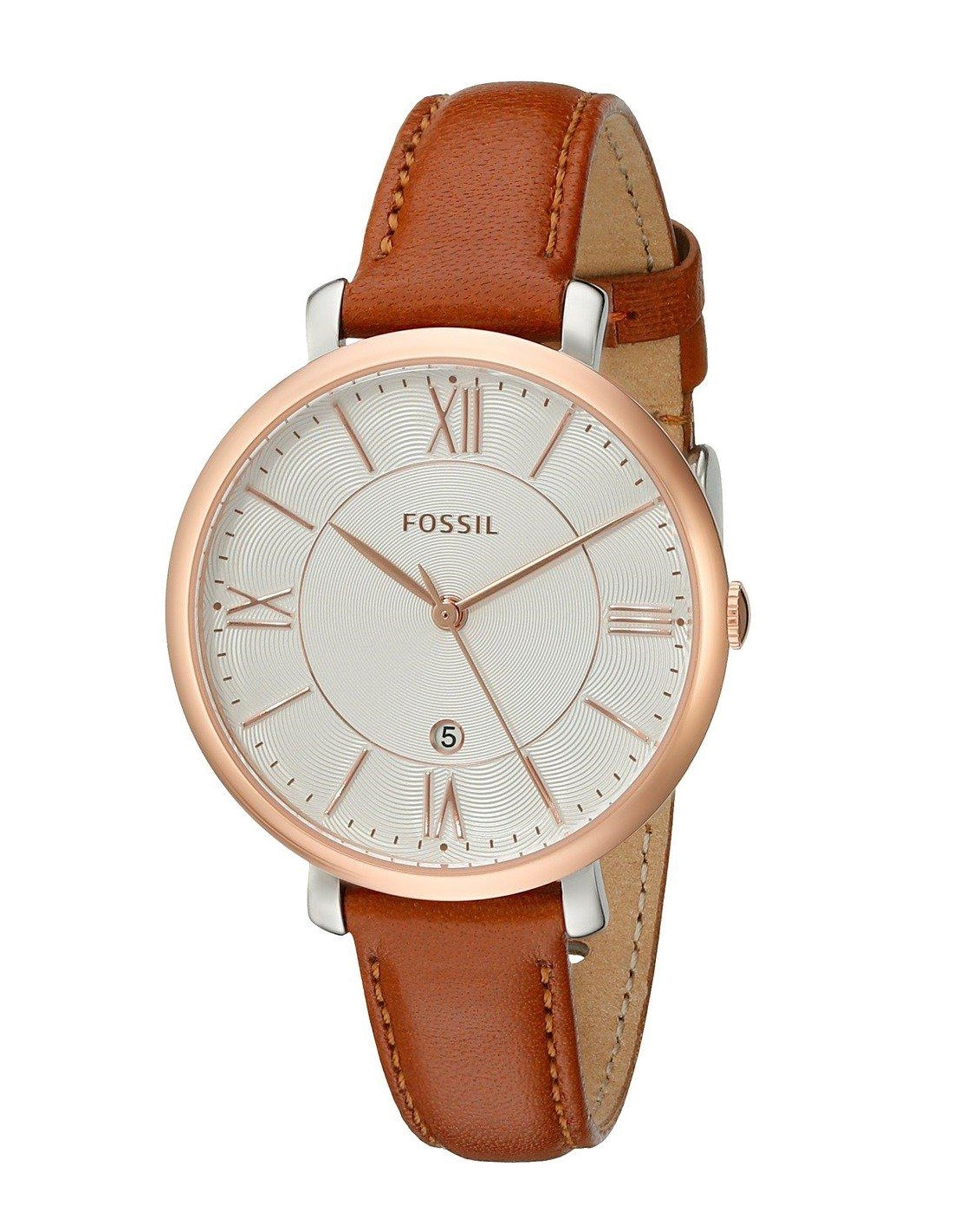 Fossil Jacqueline White Dial Brown Leather Strap Watch for Women - ES3842 Watches Fossil   