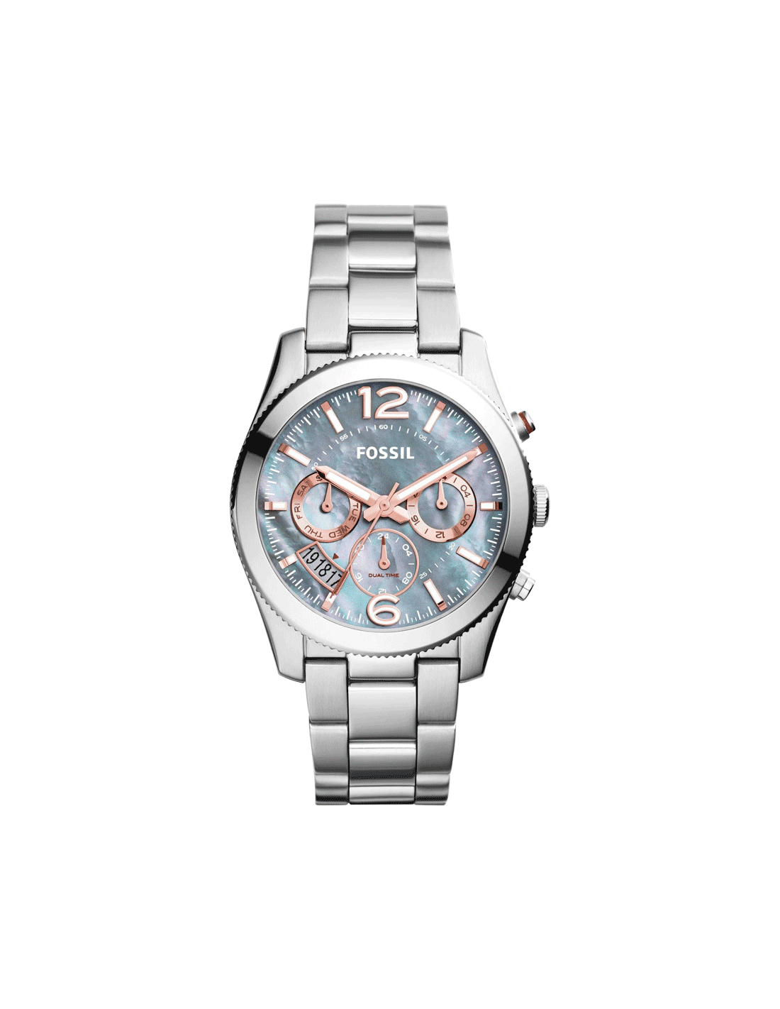 Fossil Perfect Boyfriend Blue Mother of Pearl Dial Silver Steel Strap Watch for Women - ES3880 Watches Fossil   