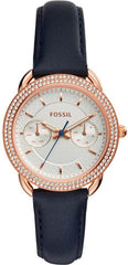 Fossil Tailor White Dial Blue Leather Strap Watch for Women - ES4394 Watches Fossil   