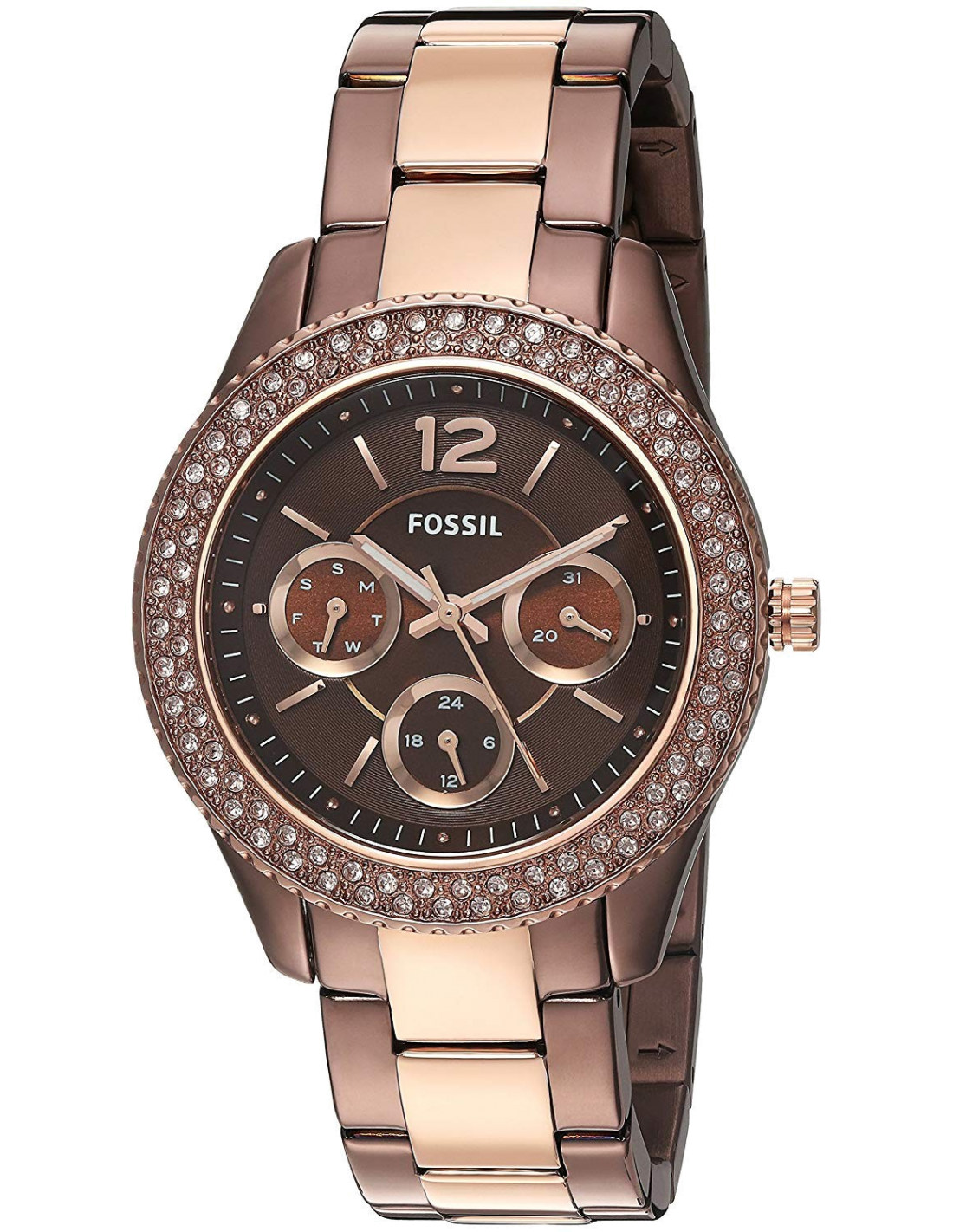 Fossil Stella Multifunction Black Dial Two Tone Steel Strap Watch for Women - ES4079 Watches Fossil   