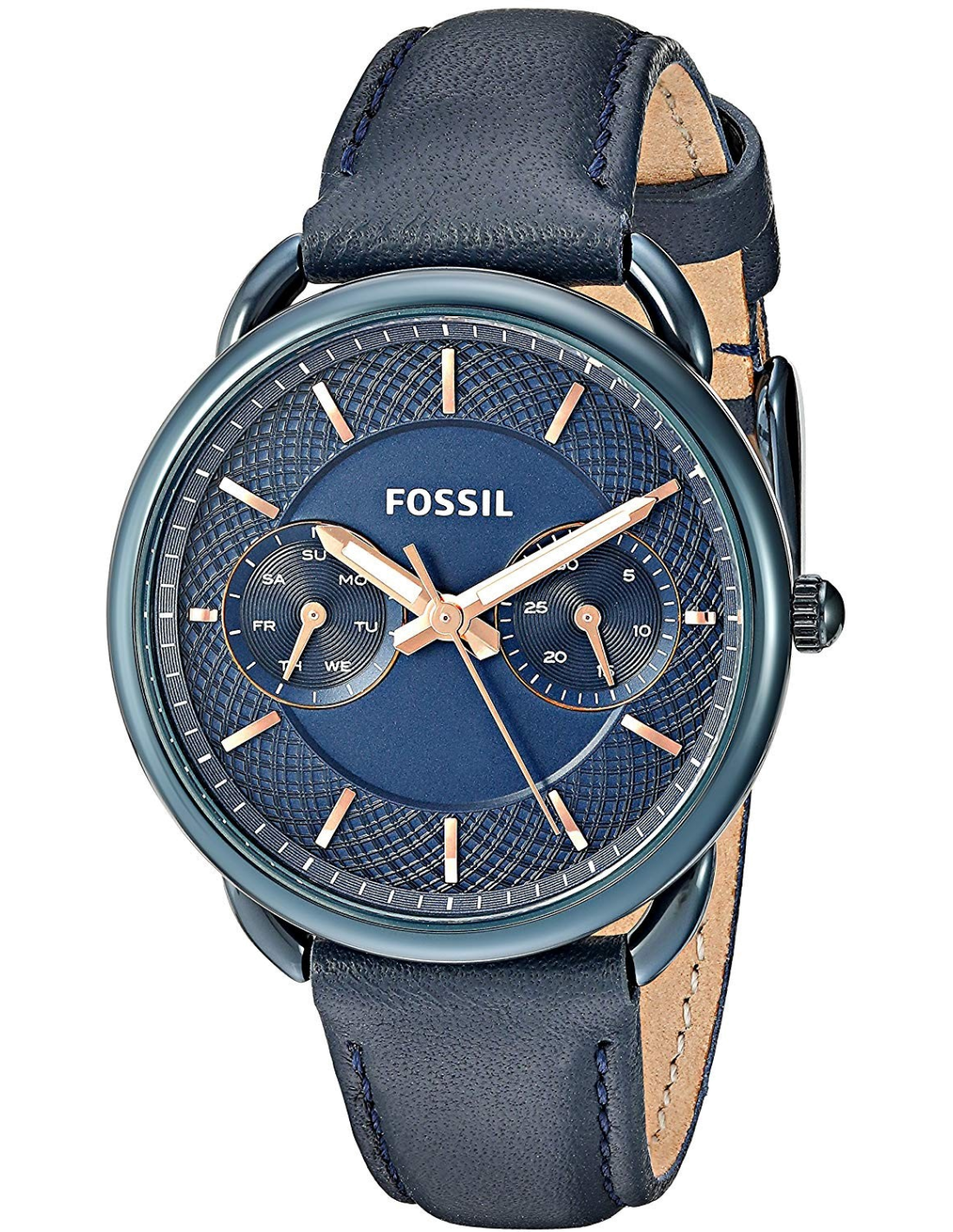 Fossil Tailor Blue Dial Blue Leather Strap Watch for Women - ES4092 Watches Fossil   