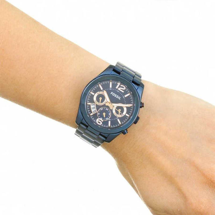 Fossil Perfect Boyfriend Multifunction Blue Dial Blue Steel Strap Watch for Women - ES4093 Watches Fossil   