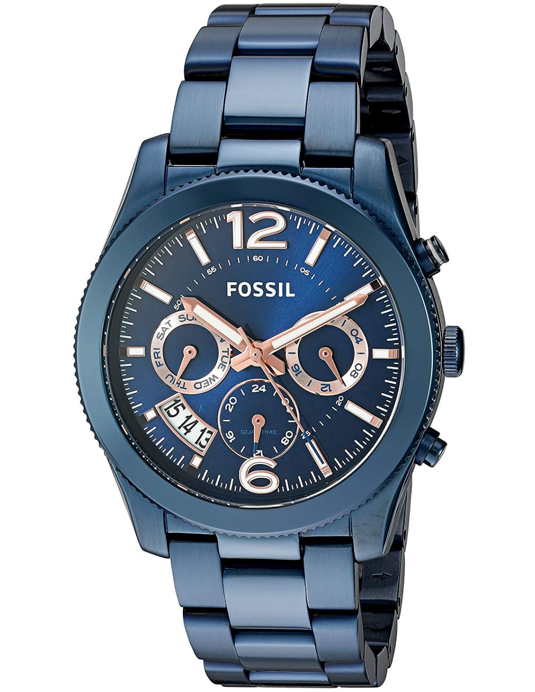 Fossil Perfect Boyfriend Multifunction Blue Dial Blue Steel Strap Watch for Women - ES4093 Watches Fossil   