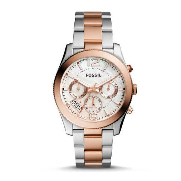 Fossil Perfect Boyfriend Mother of Pearl Dial Two Tone Steel Strap Watch for Women - ES4135 Watches Fossil   