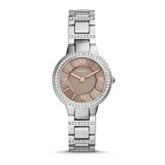 Fossil Virginia Taupe Dial Silver Steel Strap Watch for Women - ES4147 Watches Fossil   