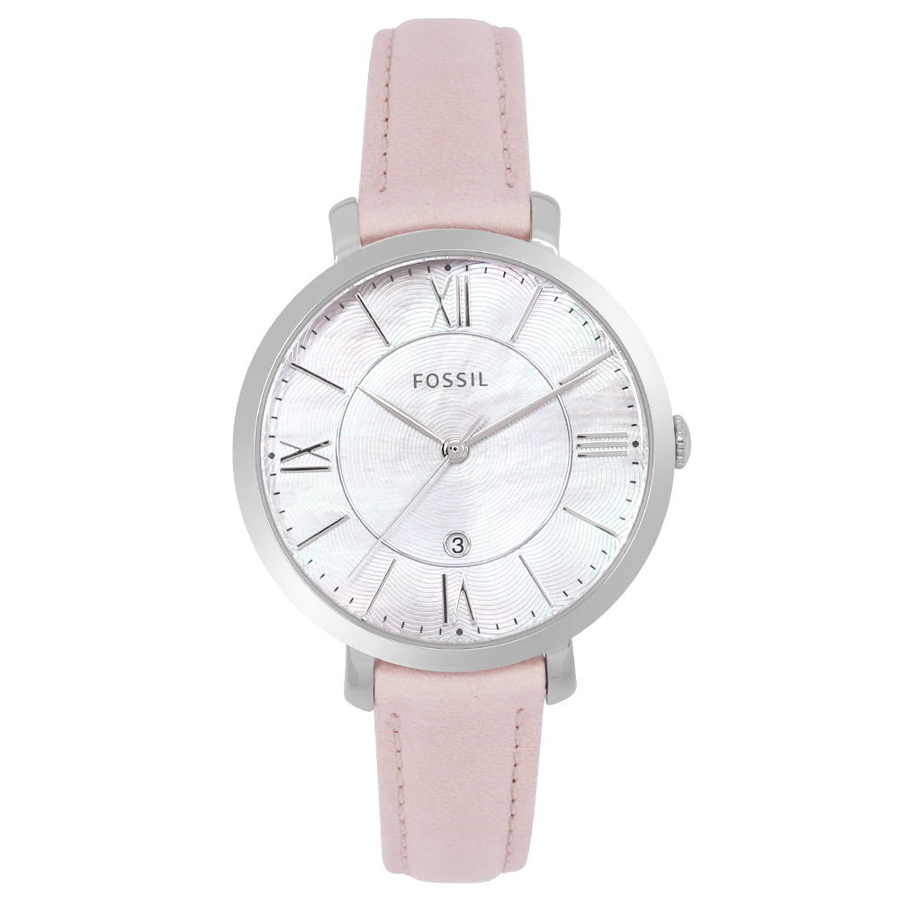 Fossil Jacqueline Blush Mother of Pearl Dial Pink Leather Strap Watch for Women - ES4151 Watches Fossil   