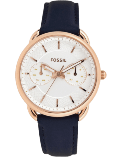 Fossil Tailor White Dial Blue Leather Strap Watch for Women - ES4260 Watches Fossil   