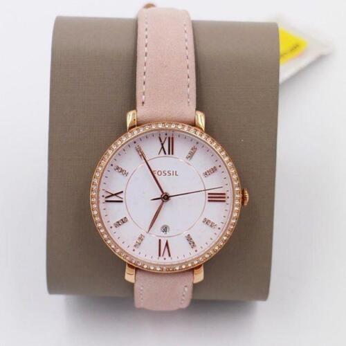 Fossil Jacqueline White Dial Pink Leather Strap Watch for Women - ES4303 Watches Fossil   