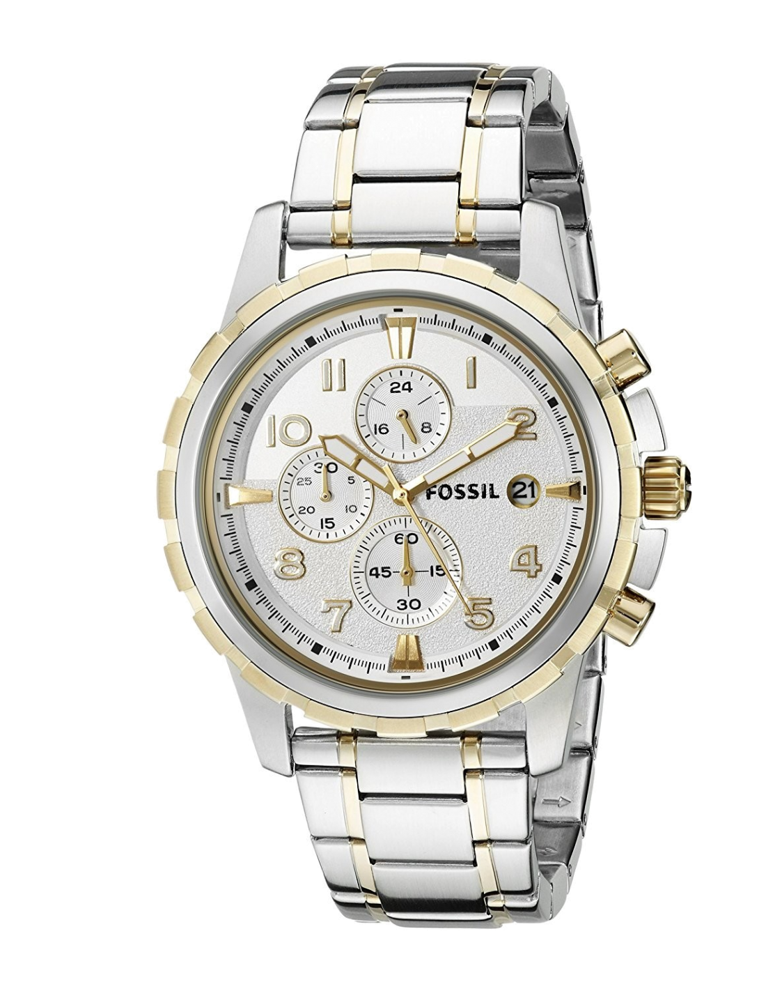 Fossil Dean Chronograph White Dial Silver Steel Strap Watch for Men - FS4795 Watches Fossil   