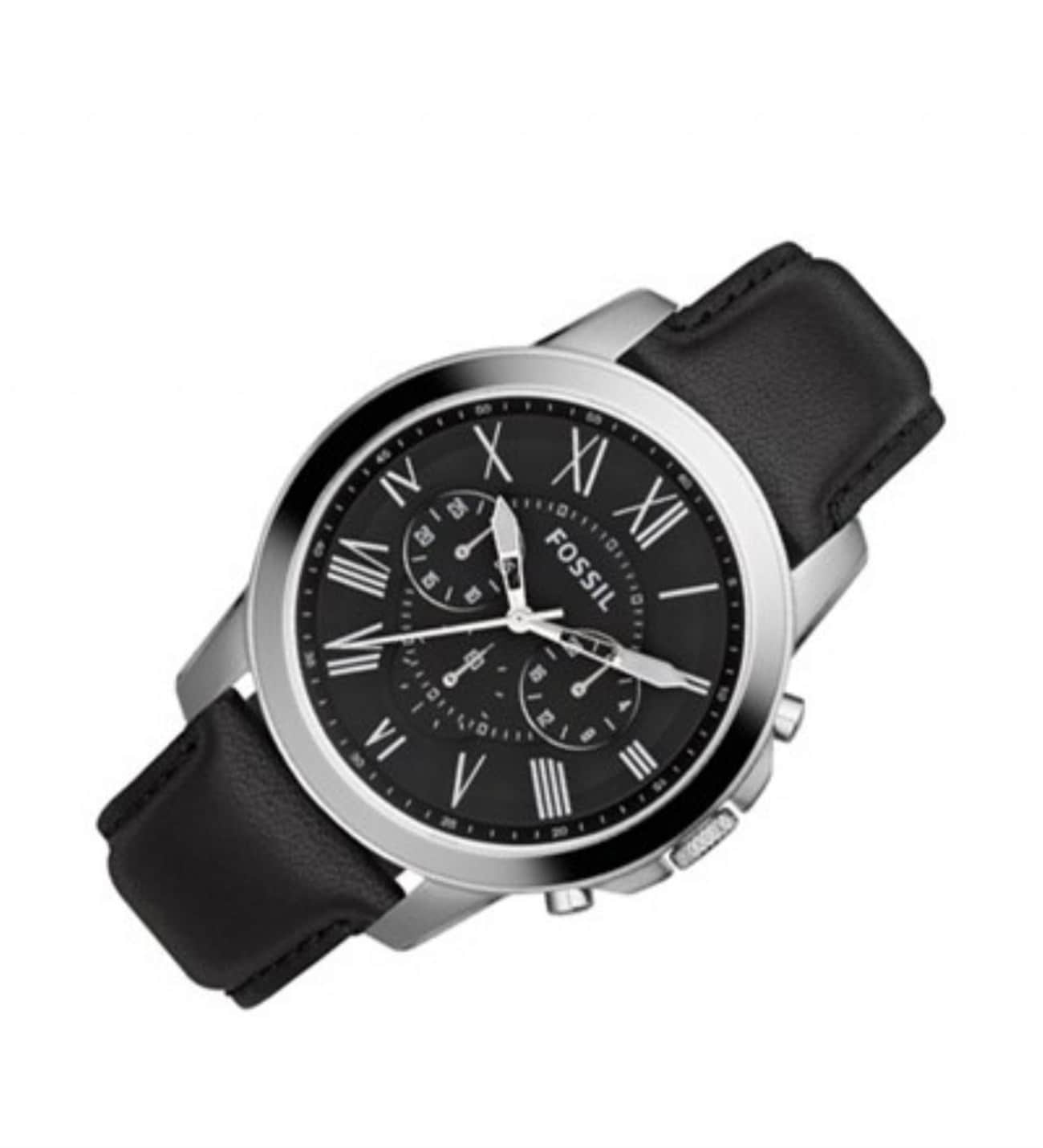 Fossil Grant Chronograph Black Dial Black Leather Strap Watch for Men - FS4812 Watches Fossil   