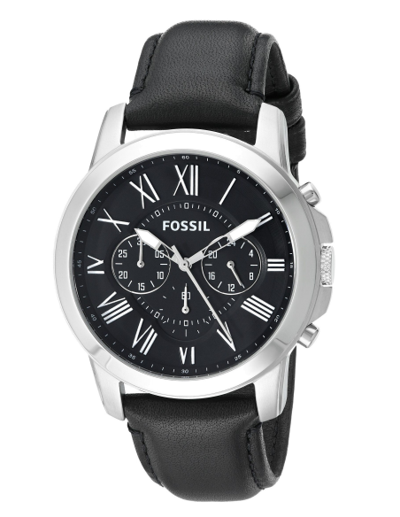 Fossil Grant Chronograph Black Dial Black Leather Strap Watch for Men - FS4812 Watches Fossil   