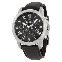 Fossil Grant Chronograph Black Dial Black Leather Strap Watch for Men - FS4812 Watches Fossil   