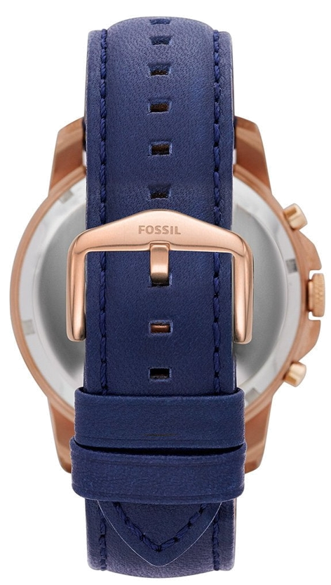 Fossil Grant Chronograph Blue Dial Blue Leather Strap Watch for Men - FS4835 Watches Fossil   