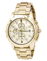 Fossil Dean Chronograph Champagne Dial Gold Steel Strap Watch for Men - FS4867 Watches Fossil   