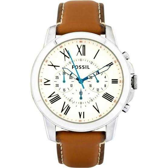 Fossil Grant Chronograph White Dial Brown Leather Strap Watch for Men - FS5060 Watches Fossil   