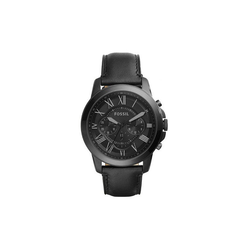 Fossil Grant Chronograph Black Dial Black Leather Strap Watch for Men - FS5132 Watches Fossil   