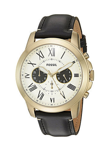 Fossil Grant Chronograph White Dial Black Leather Strap Watch for Men - FS5272 Watches Fossil   